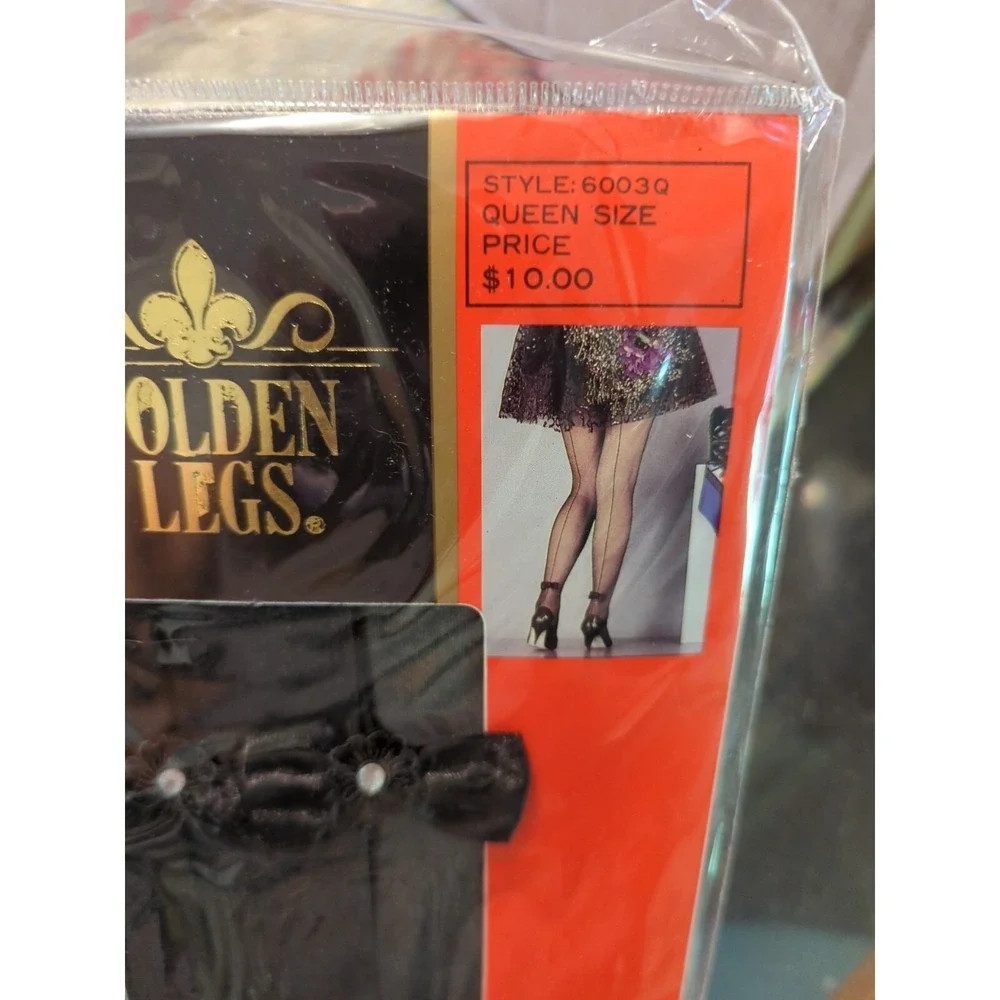New Sexy‎ Golden LEGS Black QUEEN STOCKINGS w/bows PANTYHOSE nylon HOSIERY
